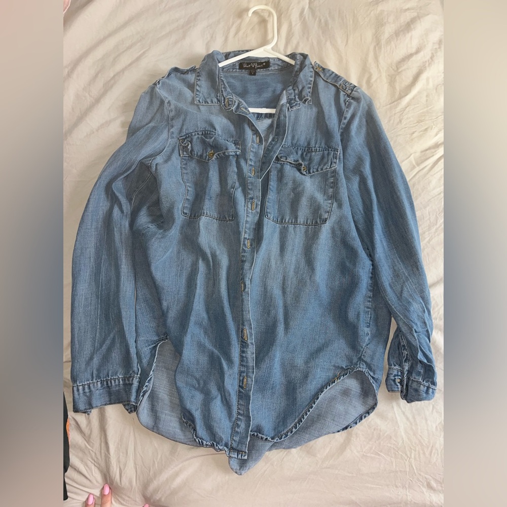 Light Wash Denim Button-Up Shirt